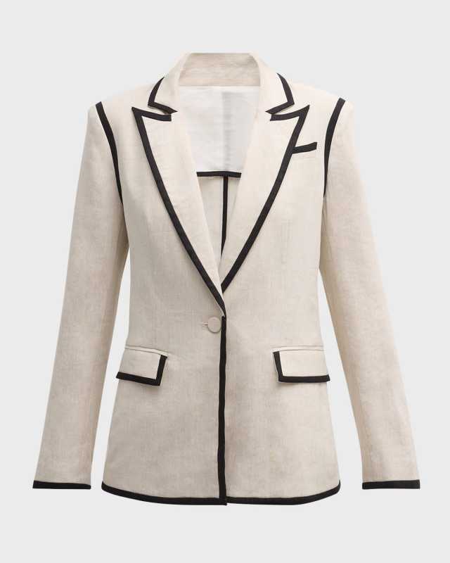 Peak-Lapel Single-Button Blazer